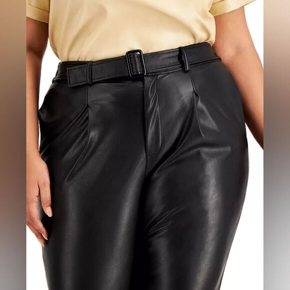 INC International Faux-Leather Belted Pants sz  2X - Picture 3 of 12